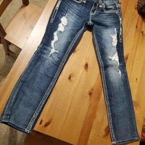 Dark, faded, rock revival jeans